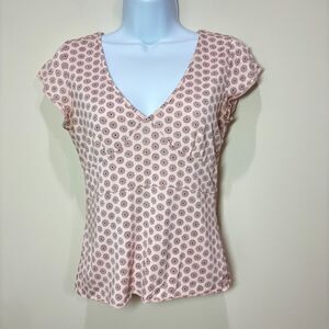 GAP Floral Babydoll Top Women XS Pastel Pink Fairycore Y2K 90 Angelcore Stretch